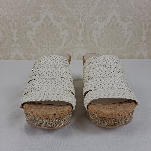 Dana Buchman Size 6M Billy Sandals White Woven Straps Cork Lined Insole NWOT - Picture 7 of 15